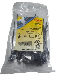 Set 100 buc colier cablu 140x3.6mm din plastic negru Cobra 9131 - Img 1