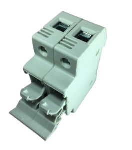 Soclu separator pentru sigurante cilindrice fuzibile 10x38 2P 32A montaj pe sina DIN omega 35mm 690V - Img 2