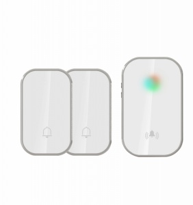 Sonerie fără fir și fără baterie 2 transmițătoare - comutator cinetic (2 butoane) și 1 receptor alb ( 1 sonerie) la priză , IP44 - Img 1