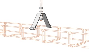 Suport central 105x61mm pentru canal cablu din sârmă 100x50mm prindere cu tijă filetată M8 - Img 3