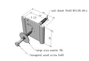 Suport de perete 50x62mm cu diblu pentru prindere orizontala sau verticala pe perete - Img 2
