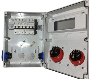 Tablou echipat cu 10 module 1 priza 4 poli 16A 1 priza 4 poli 32A si 2 prize monofazice 16A industrial IP44 organizare de santier - Img 3