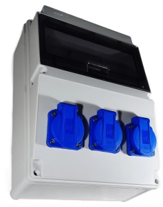 Tablou electric echipat cu 3 prize monofazice schuko 16A panou organizare de santier cu sigurante IP54 - Img 2