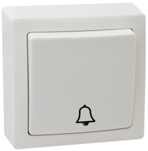 Buton cu pictogramă sonerie, pe tencuială (pentru tapet)