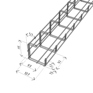 Canal cablu metalic 100x100mm tip G din sarma mesh galvanizat lungime 2m jgheab pentru trasee electrice - Img 2