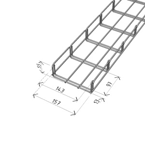 Canal cablu metalic 150x50mm din sarma mesh galvanizat lungime 2m jgheab pentru trasee electrice - Img 2