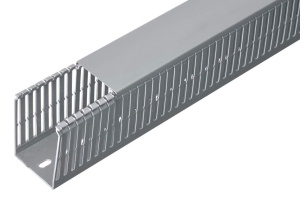 Canal cablu perforat 2m slitat 25x25mm gri pentru circuite electrice in tablouri