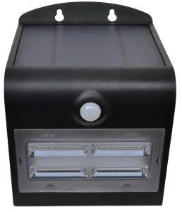 CIL de perete LED, panou fotovoltaic,detector mișcare, negru - Img 2