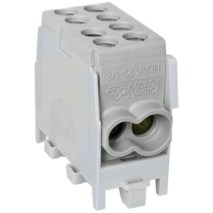 Clema de distributie - derivatie gri pe sina DIN 1 pol 2 intrari (16+25mm2) si 2 iesiri (16+25mm2)
