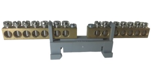 Clema dubla bloc terminal 2x7 gauri cu prindere pe sina DIN 35mm max 16mm²