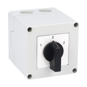 Comutator 1-0-2 63A 18.5kW 3 poli IP65 rotativ inversor de sens motor 125x175mm