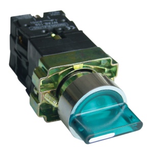 Comutator cu braţ, iluminat, verde,LED, 3 poziţii,în carcasă