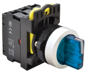 Comutator cu braţ luminos,LED,albastru, 3 poz., cu revenire