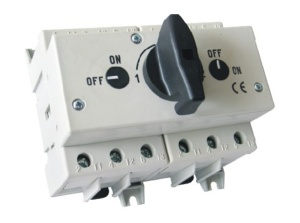 Comutator sursa 3x160A 3 poli 160A 1-0-2 rotativ modular montare pe sina - Img 1