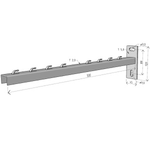 Consola 500x120mm NPZM500 electro-galvanizata suport pentru prindere canal cablu din sarma mesh 400mm, susținere maxim 75 kg - Img 2
