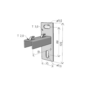 Consola 84x120mm NPZM50 electro-galvanizata suport pentru prindere canal cablu din sarma mesh 50mm, susținere maxim 90 kg - Img 2