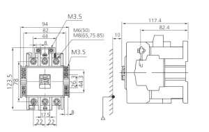 Contactor 3 poli 65A cu bobina la 400V AC 2NO+2NC 2 contacte normal deschise + 2 contacte normal inchise - Img 3