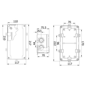 Doza ramificatie patrata din plastic ABS 210x110x70mm IP67 IK06 - Img 2