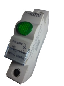 Lampa led 230V de semnalizare verde cu montaj pe sina in tablouri electrice IP20