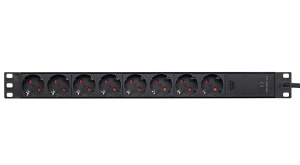 Prelungitor rack PDU 19" 8 prize schuko 45 grade 3 metri H05VV-F 3G1.5 230V 3500W IP20