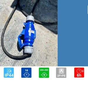 Priza industriala monofazica mobila pe cablu 3 poli 2P+E 16A 6h IP44 - Img 3