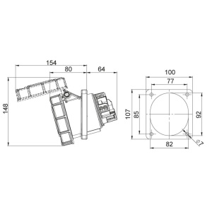 Priza monofazica 63A incastrabila pentru tablouri 3 poli 1P+N+E 6h CEE 230V IP67 - Img 3