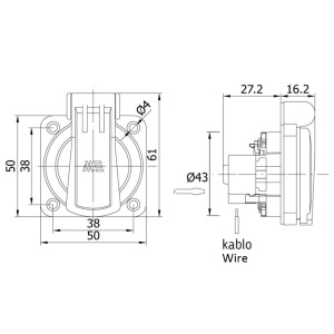 Priza schuko incastrabila galbena pentru tablouri electrice 16A IP54 - Img 3