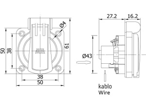 Priza schuko incastrabila neagra pentru tablouri electrice 16A IP54 - Img 2