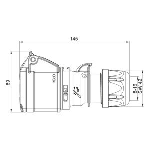 Priza trifazica mobila pe cablu 5 poli 16A 3P+N+E 6h CEE 380V IP44 - Img 2