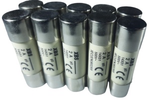 Set 10 sigurante fuzibile cilindrice ceramica 14x51 2A 500V AC gLgG - Img 1