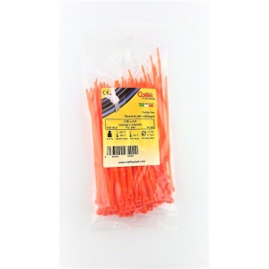 Set 100 buc colier cablu 140x3.6mm din plastic portocaliu Cobra 9137 - Img 1