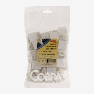 Set 100 buc suport cleme albe adezive 19x19 din plastic pentru prindere colier plastic - Img 3
