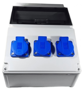Tablou electric echipat cu 3 prize monofazice schuko 16A panou organizare de santier cu sigurante IP54 - Img 3