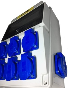 Tablou electric echipat cu 8 prize monofazice schuko 16A panou organizare de santier cu sigurante IP44 - Img 2