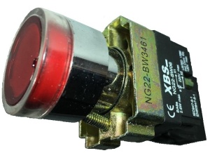 Buton rosu simplu fara lumina cu revenire pentru tablouri electrice 1NC 6A 230V - Img 1