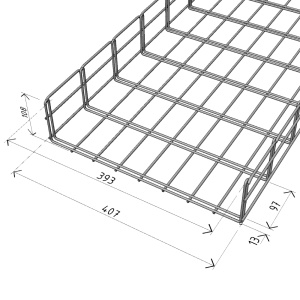 Canal cablu metalic 400x100mm din sarma mesh galvanizat lungime 2m jgheab pentru trasee electrice - Img 2