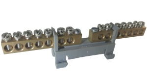 Clema dubla bloc terminal 2x7 gauri cu prindere pe sina DIN 35mm max 16mm² - Img 2