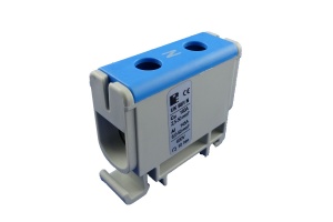Clema terminala conexiune 1 pol albastra Cu-Al 2x50mm² montare pe sina DIN 35mm 145A (Al) 160A ( Cu)