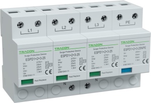 Descărcător de supratensiune T1+T2+T3, integrat, AC - Img 1
