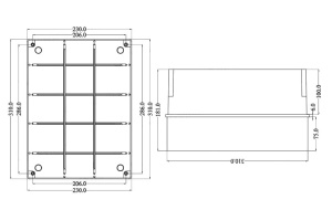 Doza aplicata patrata 300x220x180mm IP56 inalta pentru distributie jonctiune ABS rezistenta UV fara presetupe margini netede - Img 2