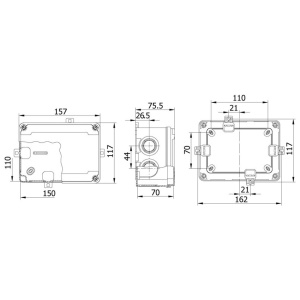 Doza electrica din plastic ABS 150x110x70mm IP67 IK06 - Img 2