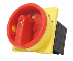 Intrerupator principal 40A 3 poli 13kW de urgenta incastrat cu placa galbena frontala 66x66mm - Img 1