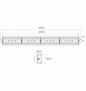 Lampă industrială 200W 120lm/W 24000lm 4000K Low Bay led (Instalare până la 6 metri înălţime) 1278x142.8mm IP65, garantie 5 ani - Img 3