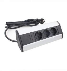 Prelungitor grup 3 prize schuko pentru colt montaj pe blat sau birou 16A 3680W 230V cablu 1.8 metri 3G1.5 si led indicator de prezenta tensiune - Img 3