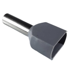 Set 100 pini terminali dubli izolati 4mm² gri ferule cupru 21mm