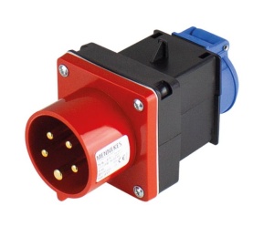 Stecher adaptor de la trifazic 5 poli 16A 11kw la monofazic 16A IP44 - Img 1