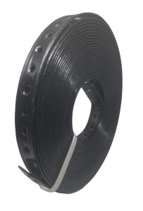 Banda 14x3mm metalica perforata cu invelis de PVC lungime 10m diametru gaura 5.2mm folosita pentru prindere sau fixare - Img 2
