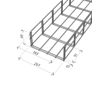 Canal cablu metalic 200x100mm din sarma mesh galvanizat lungime 2m jgheab pentru trasee electrice - Img 2
