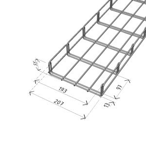 Canal cablu metalic 200x50mm din sarma mesh galvanizat lungime 2 metri jgheab pentru trasee electrice - Img 3