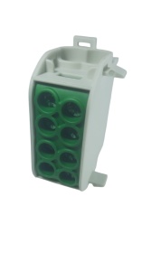 Clemă de distribuție - derivație verde Cu-Al 152A / 101A pe șină DIN 1 pol 2 intrări / borne (16+25mm²) si 2 ieșiri (16+25mm²) 1000V AC/DC - Img 3